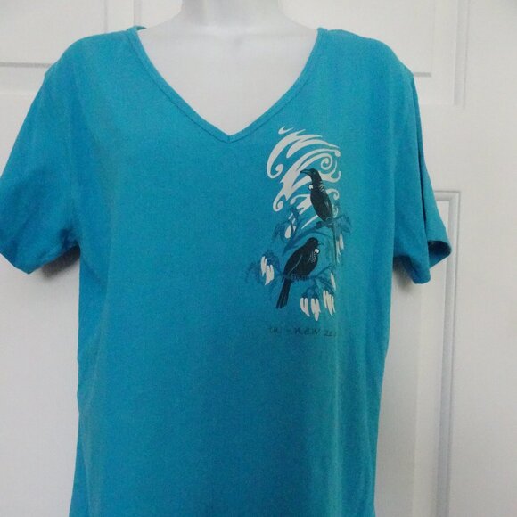 Seabreeze Women's Size XL Teal V-Neck S. Sleeve Cotton T-Shirt - Picture 1 of 5